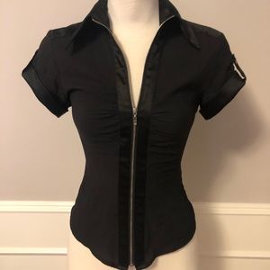 Bebe black zip up top